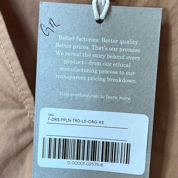 Everlane The Poplin Tiered Midi Dress Carmel Women's XS NWT V-Neck - Picture 10 of 10